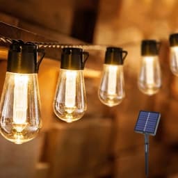 سلسلة إضاءة LED شمسية مقاومة للماء بطول 5 أمتار مع 10 مصابيح أو 8 أمتار مع 20 مصباح، تحتوي على 8 أنماط إضاءة، تستخدم للحفلات والتخييم وتزيين الممرات