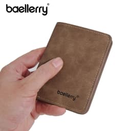 محفظة Baellerry للرجال من جلد البولي يوريثان وجيب أمامي وبسيط ومشبك نقود وأساسيات السفر