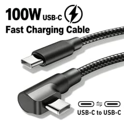 كابل شحن سريع USB-C بزاوية 90 درجة لهواتف آيفون 17 و16 و15 برو ماكس وسامسونج وشاومي وريدمي وبوكو وون بلس، كابل من النوع C مجدول من النايلون