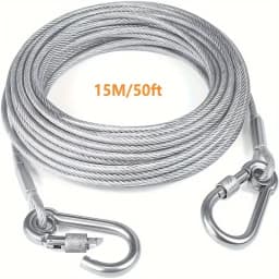 كابل ربط للكلاب من الفولاذ المقاوم للصدأ 460/900/1500 مزدوج الطبقات عاكس للضوء وشديد التحمل مع خطافات دوارة - مثالي للاستخدام الخارجي