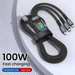 3 في 1 100 واط USB كابل شحن سريع مايكرو USB سلك بيانات شاحن الهاتف كابل شحن سريع آيفون سامسونج شاومي هواوي