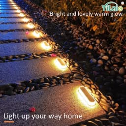 أضواء درج LED تعمل بالطاقة الشمسية بعمر افتراضي 5 سنوات، مقاومة للماء IP68، أضواء سطح خارجية LED تعمل تلقائيًا للدرج والممرات والرصيف والرصيف البحري