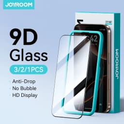 واقي شاشة زجاجي عالي الدقة من Joyroom لهواتف آيفون 18 و17 و16 و15 برو ماكس، حماية كاملة للشاشة