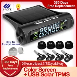 E-ACE الطاقة الشمسية TPMS نظام مراقبة ضغط إطارات السيارة أنظمة إنذار أمان السيارات تحذير درجة حرارة ضغط الإطارات