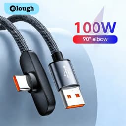 شاحن سريع USB إلى Type C بقوة 100 واط 90 ° كابل بيانات بزاوية 90 درجة PD USB C للشحن السريع والألعاب لهواتف سامسونج S23 وS22 وهواوي وPOCO وريلمي
