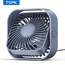 مروحة مكتب Topk-USB ، تدفق هواء قوي وتشغيل هادئ ، مروحة صغيرة للرياح 3 سرعات ، رأس قابل للدوران لطاولة المكتب المنزلي والسطح المكتبي
