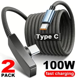 كابل USB نوع C بزاوية 90 درجة، شحن سريع 100 واط، كابلات نقل البيانات، سلك USB-C محمول بزاوية قائمة لهواتف آيفون وسامسونج وشاومي