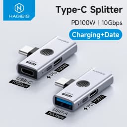 محول Hagibis المزدوج USB C 1 في 2 خارج الفاصل مع منفذ شحن 100 واط USB C إلى محول OTG لسماعة الرأس لأجهزة iPad iPhone Macbook