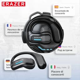 سماعات أذن ERAZER X8 AI للترجمة، سماعات لاسلكية للألعاب بتقنية البلوتوث 5.4، سماعات رأس منخفضة التأخير للمكالمات عالية الدقة مع ميكروفون مقاومة للماء