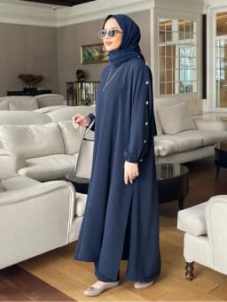 فستان مسلم بأكمام طويلة للنساء ، قميص عباية ، بنطلون واسع الساق ، بدلات بلوزة ، فرق إسلامية ، عربي ودبي ، طقم 2 قطعة