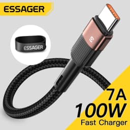 كابل Essager 7A USB من النوع C لهاتف OPPO Realme Oneplus 100 وات سلك بيانات سريع الشحن لهاتف Huawei P40 Nava Honor Samsung Xiaomi Poco F3