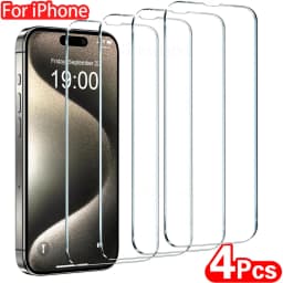 4 قطعة الزجاج المقسى آيفون 16 15 14 13 12 11 برو ماكس حامي الشاشة آيفون 7 8 زائد X XS ماكس XR طبقة رقيقة واقية من الزجاج