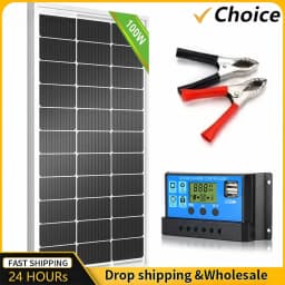 100A مجموعة اللوحة الشمسية Complete12V الكريستالات الطاقة المحمولة في الهواء الطلق قابلة للشحن الخلايا الشمسية مولد الطاقة الشمسية للمنزل