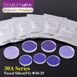 عدسة حماية ليزر الألياف من Startnow مقاس 30x5 مم، وعدسة حماية لرأس القطع Raytools مقاس 34x5 مم بقوة 8 كيلو واط و15 كيلو واط وطول موجة 1064 نانومتر.