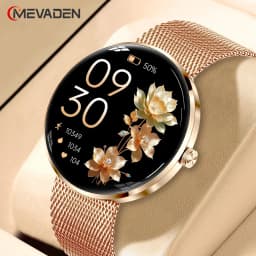 ساعة ذكية فاخرة من MEVADEN بسمك 8.5 مم من الفولاذ المقاوم للصدأ للنساء، شاشة AMOLED عالية الدقة 1.43 بوصة، مراقبة الصحة، ساعة ذكية رياضية H33