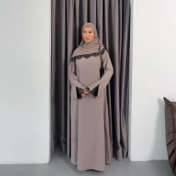 طقم فستان نسائي من قطعتين مع حجاب، جلابية مسلمة، عباية دانتيل، خمار، فساتين العيد، قفطان دبي، رداء عربي طويل لرمضان