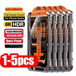 1-5 قطع، واقي شاشة عالي الدقة سهل التركيب لهواتف iPhone 18 Pro Max و17 و15 و16 و13 و11 و14 و16e و12 Mini وXR وX وXs و7 و8 Plus وAir، مصنوع من زجاج مقوى.