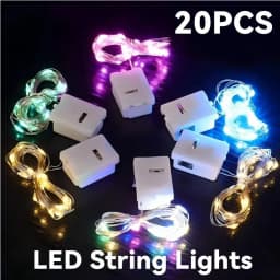 20 قطعة بالجملة من أضواء LED المتسلسلة بطول 3/2/1 متر، أسلاك نحاسية وفضية، إضاءة زينة للحفلات وأعياد الميلاد وديكور الغرف