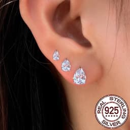 QooLady S925 فضة لامعة زركون قطرة الماء وأقراط للنساء العصرية مجوهرات اكسسوارات الحفلات هدية SE127