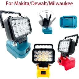 ضوء عمل LED 3 بوصة مناسب لبطارية ليثيوم أيون ماكيتا/ميلووكي/ديوالت 18 فولت مع مقبض ومصباح يدوي بواجهة USB