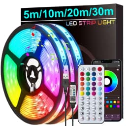 أضواء شريط Led لمزامنة الموسيقى أضواء LED مع التحكم في التطبيق، أضواء شريطية مرنة لديكور المنزل والحفلات وإضاءة خلفية للتلفاز
