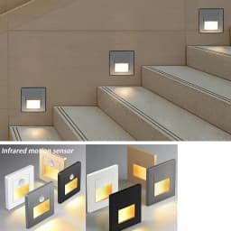 مصباح استشعار الحركة بتقنية PIR مع مستشعر ضوئي، إضاءة LED تعمل بجهد 110-220 فولت، مصباح حائط مدمج للدرج وغرف النوم، إضاءة ليلية LED