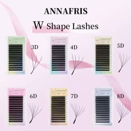 ANNAFRIS مروحة حجم مسبقة الصنع YY 3D 4D 5D W على شكل رموش أوتوماتيكية مزهرة مع رموش تمديد طبيعية ناعمة كاملة كثيفة المنك لاش