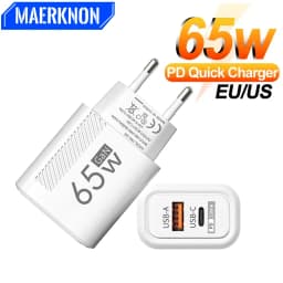 65 واط GaN USB C شاحن سريع QC3.0 الاتحاد الأوروبي/الولايات المتحدة التوصيل مهايئ شاحن الهاتف آيفون سامسونج شاومي شحن سريع نوع C الجدار شاحن