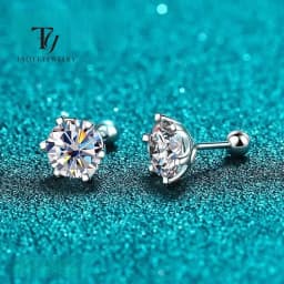TY 0.3-2CT مويسانيتي أقراط 925 فضة قطع مستديرة وأقراط ثقب الأقراط للرجال والنساء غرامة مجوهرات