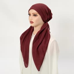 حجاب إسلامي أحادي اللون للنساء ، وشاح للرأس ، منديل ، قطن ، كتان ، ناعم ، مرن ، طويل ، تصميم مبتكر