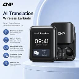 سماعات أذن لاسلكية ZNP N07 مع ترجمة بالذكاء الاصطناعي، شاشة لمس ذكية، عرض طاقة LED، سماعات داخل الأذن، بطارية طويلة الأمد، سماعات رأس لاسلكية