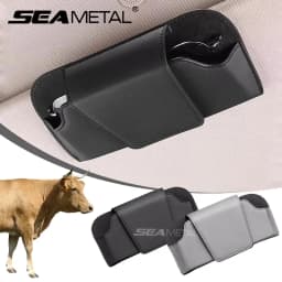 SEAMETAL جلد البقر الشمس قناع نظارات حامل قسط الجلود مقاومة للاهتراء النظارات الشمسية صندوق واقي السيارات النظارات حقيبة للتخزين