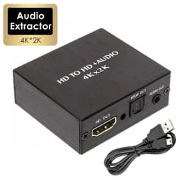 محول صوت وفيديو 4K X 2K من HDTV إلى مخرج صوت 3.5 ملم مع محول بصري SPDIF TOSLINK ستيريو