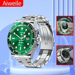 Aiweile AW12 نمط جديد فاخر ساعة ذكية بطلب الإجابة على المكالمات للرجال مقاوم للماء الرياضة ساعة الأعمال الرقمية للهدايا