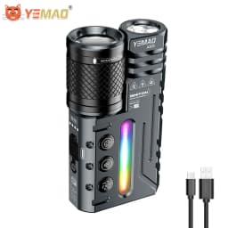 مصباح يدوي YEMAO A300 ثنائي النواة بقوة 3500 لومن قابل للتكبير والتصغير مع إضاءة واسعة/مدى 400 متر و3 مفاتيح مستقلة وإضاءة RGB للجو العام وبطارية 4800 مللي أمبير