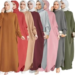 عباية نسائية إسلامية بأكمام تشبه جناح الخفّاش دبي إسلامية عربية ماليزية رداء طويل متين متواضع فضفاض عبايات قفطان رمضان المغرب 2025