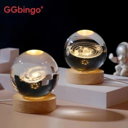 مصباح ليلي LED من GGbingo على شكل كرة كريستالية تمثل مجرة درب التبانة والنظام الشمسي، إضاءة محيطة لغرفة النوم، هدية إبداعية