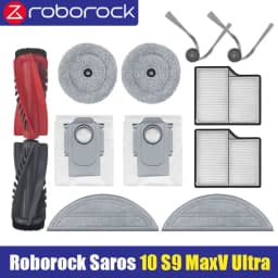 ( Roborock Saros 10 / S9 MaxV Ultra) أجزاء المكنسة الكهربائية فرشاة جانبية الأسطوانة الرئيسية فلتر HEPA ممسحة قماش كيس لجميع الغبار
