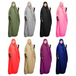 فستان حجاب نسائي ملابس صلاة جلباب عباية طويلة خيمار بقلنسوة غطاء كامل للمسلمين ثوب رمضان عبايات ملابس إسلامية نقاب