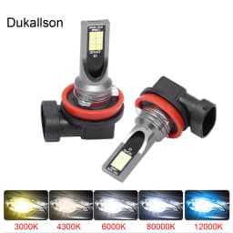 قطعتان من مصابيح الضباب H8 H11 HB4 9006 HB3 9005 بتقنية 3030SMD بقوة 12000 لومن و6000 كلفن، مصابيح LED بيضاء للسيارات تعمل بجهد 12 فولت و24 فولت
