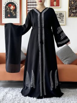 عباية شيفون مفتوحة للنساء ، فستان حفلة أنيق ، ملابس إسلامية ، عباية سترة ، فستان إسلامي ، ثوب إسلامي ، من الشيفون