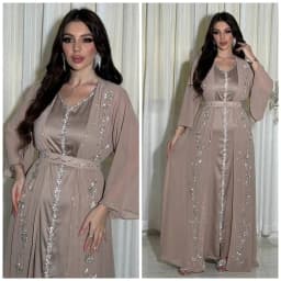 مسلم الشرق الأوسط الماس جلابية النساء 2 قطعة فستان مجموعة دبي تركيا قفطان عباية ماروكين رداء العربية الجلابة ثوب العيد