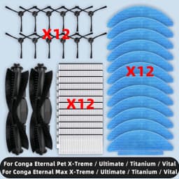 متوافق مع Cecotec Conga Eternal Pet Max X-Treme، Ultimate، Titanium، ملحقات الأجزاء الحيوية، ممسحة مرشح الفرشاة الجانبية الرئيسية