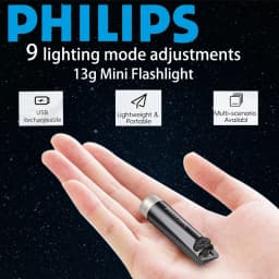 فيليبس 2025 جديد SFL1121 EDC مصباح يدوي LED قابلة للشحن صغيرة EDC المفاتيح مشاعل التخييم مصباح للمشي الدفاع عن النفس