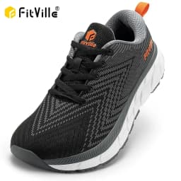 أحذية FitVille الرجالية ذات المقدمة العريضة مبطنة بعرض عريض جدًا ومضادة للانزلاق، أحذية رياضية مريحة وخفيفة الوزن للأقدام الدهنية