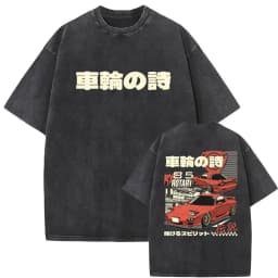 تي شيرتات للرجال بطبعة أنيمي أولية AE86 ، تي شيرت مطبوع عتيق مغسول ، R34 ، أفق GTR ، JDM ، هاراجاكا ، مريح ، تي شيرتات كبيرة الحجم