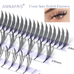 ANNAFRIS الهزلي سباير رمش تمديد المشجعين مسبقة الصنع الكشمير الطبيعي مانغا كاذبة رمش الطبيعية لينة ريشة شكل Pteris لاش