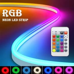 شريط إضاءة LED نيون مرن متغير الألوان بجهد منخفض 5 فولت، واجهة USB، مع جهاز تحكم متعدد الوظائف بـ 24 مفتاحًا، يمكن تغيير ألوان الإضاءة وضبط سطوعها، يستخدم للألعاب وتزيين السيارات الكهربائية