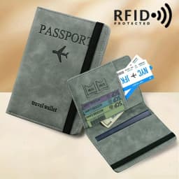 حافظة جواز سفر من الجلد الصناعي بتصميم عتيق، محفظة متعددة الوظائف مضادة لتقنية RFID، أغطية جوازات سفر مع فتحات للبطاقات والأغراض الشخصية