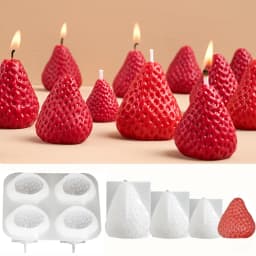 ثلاثية الأبعاد الفراولة الروائح شمعة قالب من السيليكون DIY اليدوية رومانسية المعطرة لعيد الحب ديكور المنزل هدية عيد ميلاد